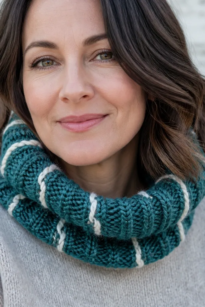Short crochet cowl with a twisting rib look in one skein