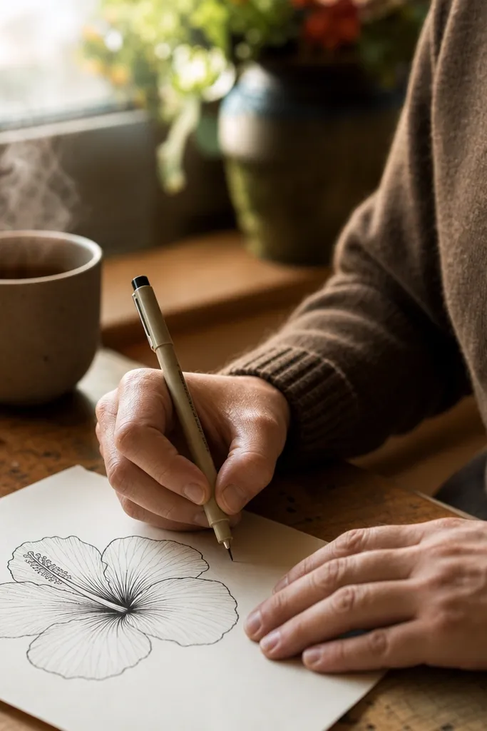 Quick Hibiscus Flower Drawing Ideas