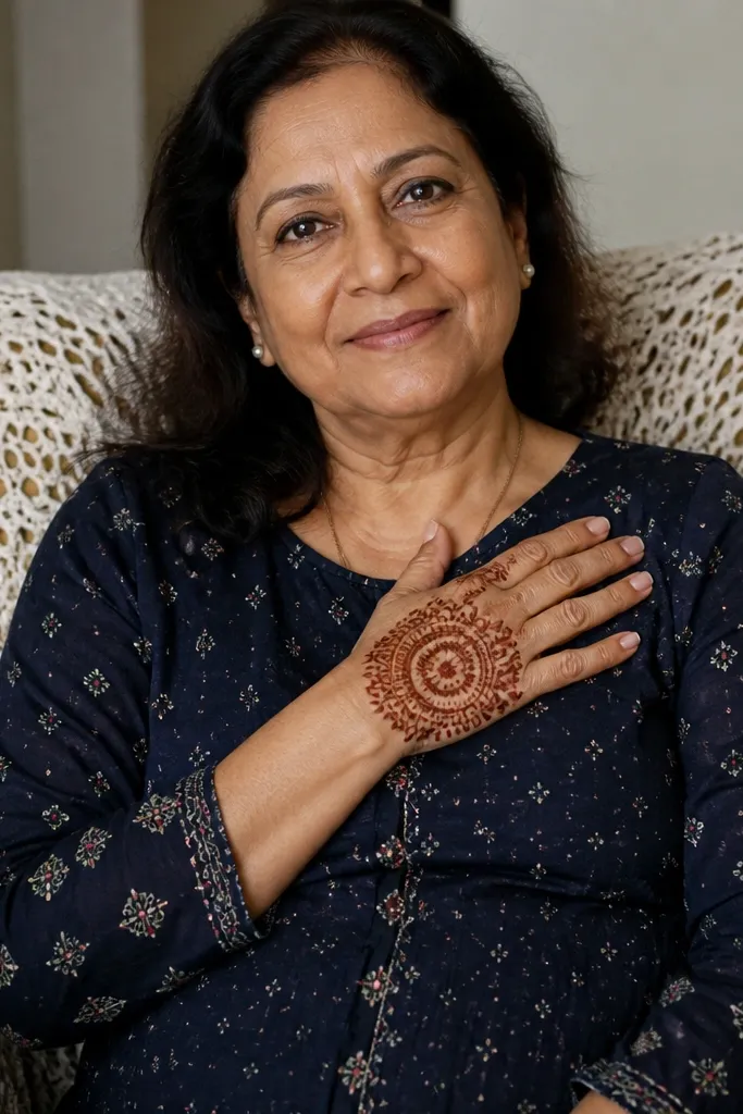 Half mandala on back of hand with petal rings and a wrist border