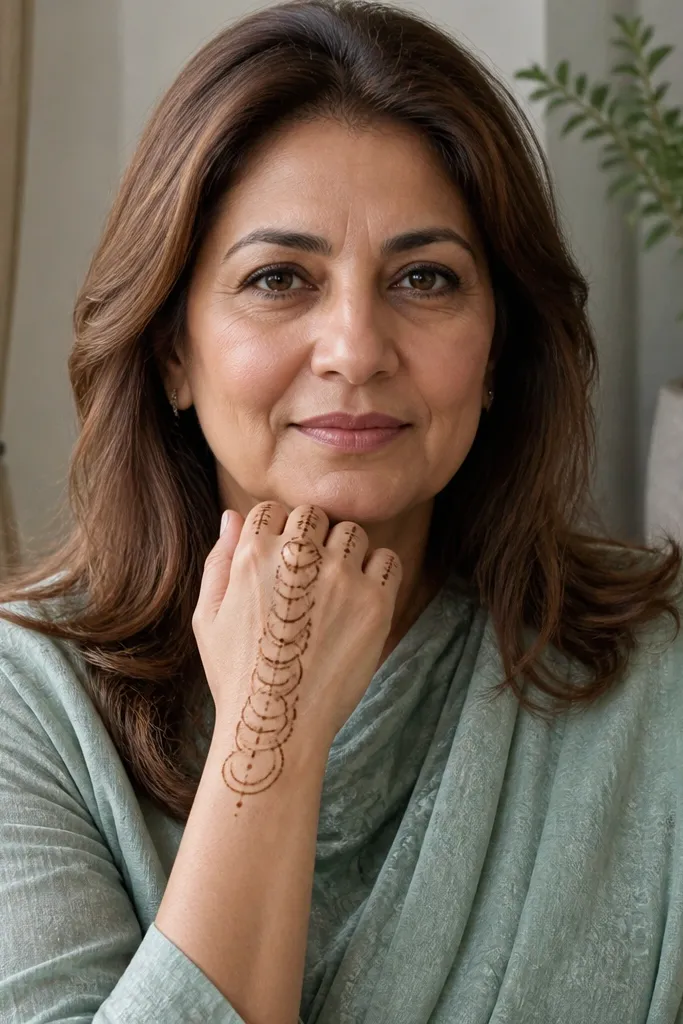 Crescent frames from wrist to knuckles with a center dot and simple finger marks