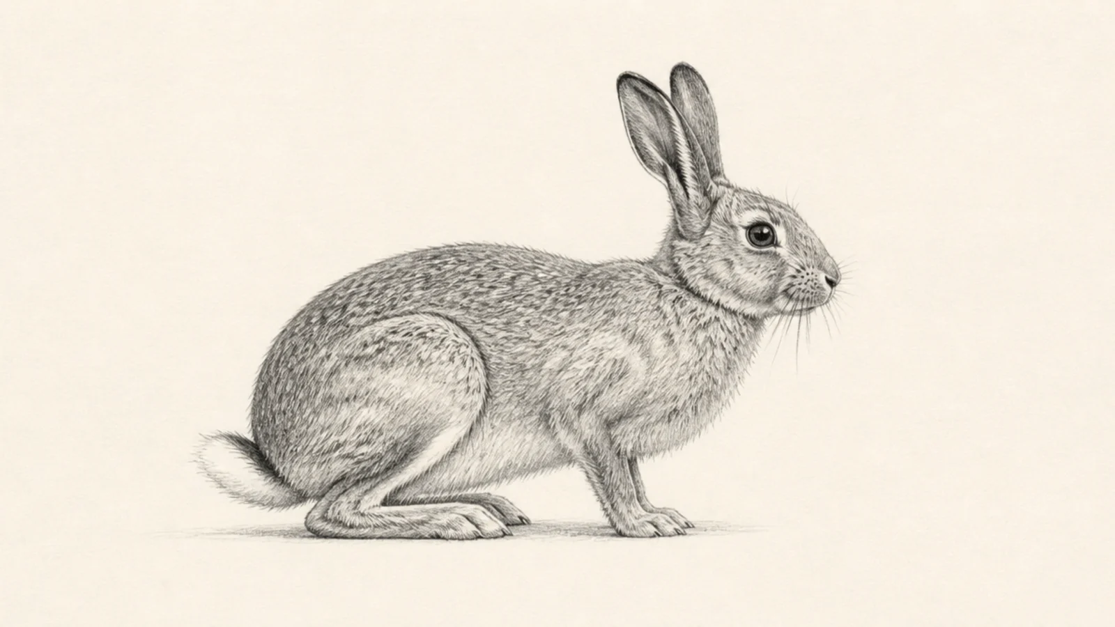 A realistic rabbit drawn with true body proportions