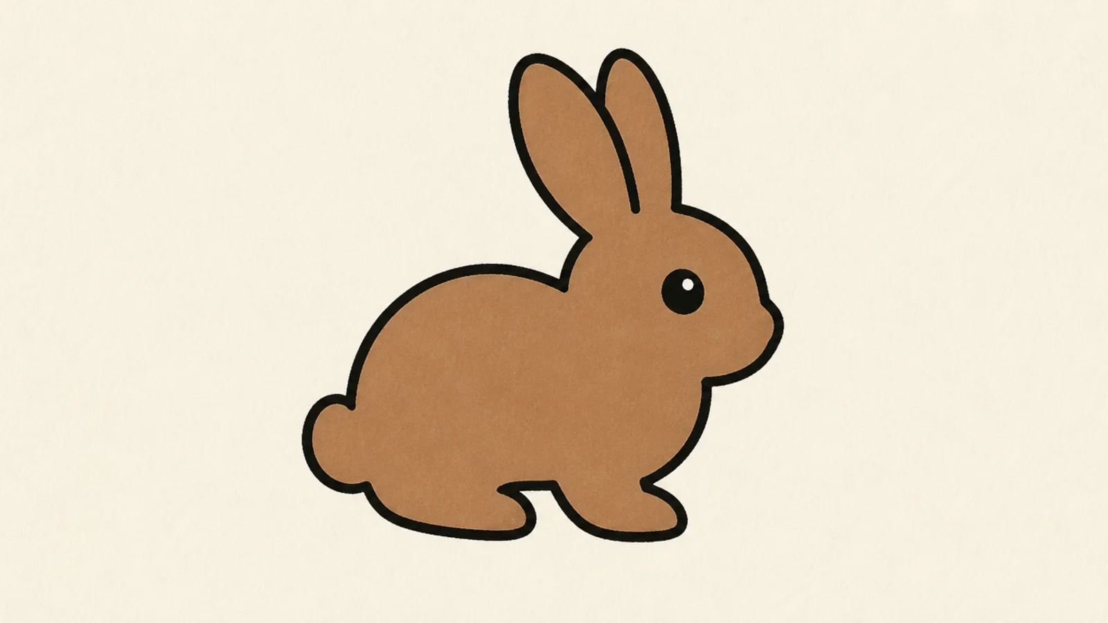 A cartoon bunny with a thick clean black outline