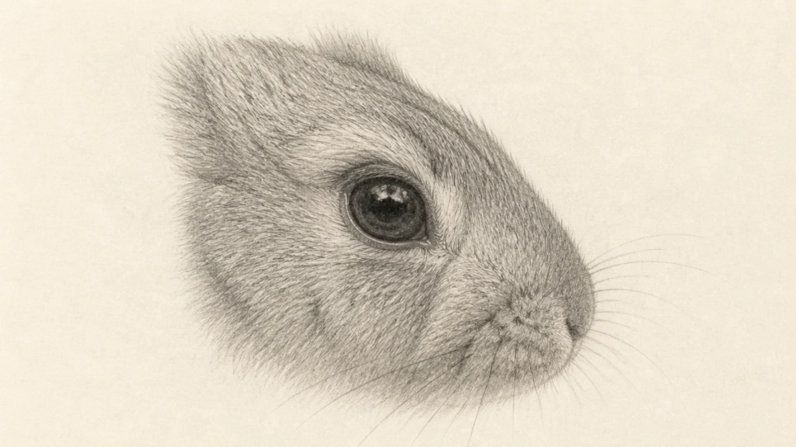 A close realistic study of a rabbit's glossy dark eye