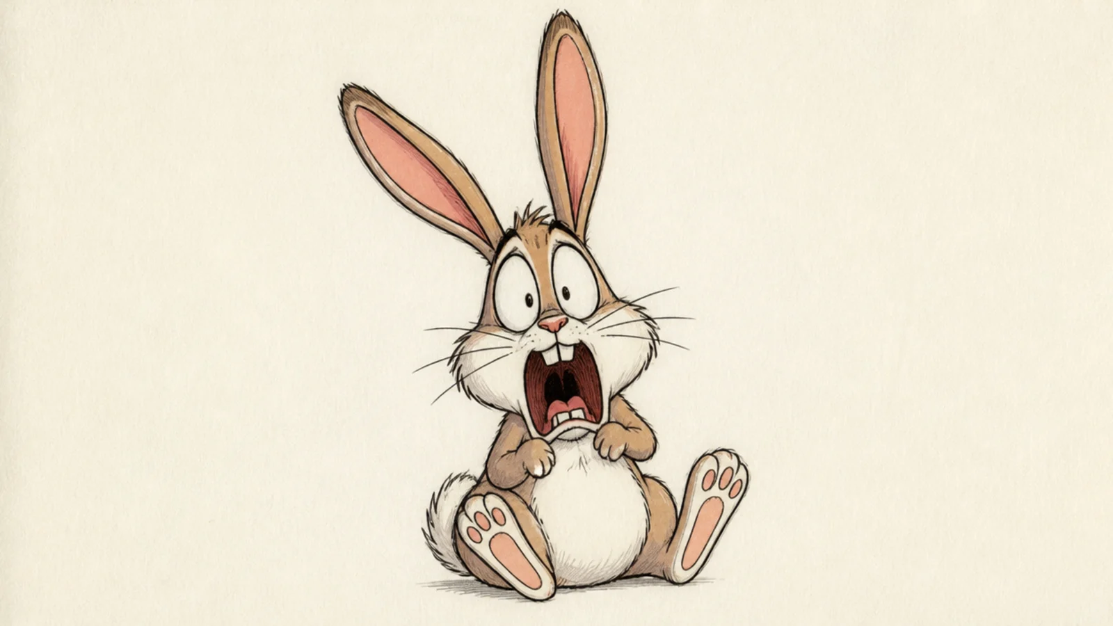 A cartoon bunny with a big exaggerated happy expression