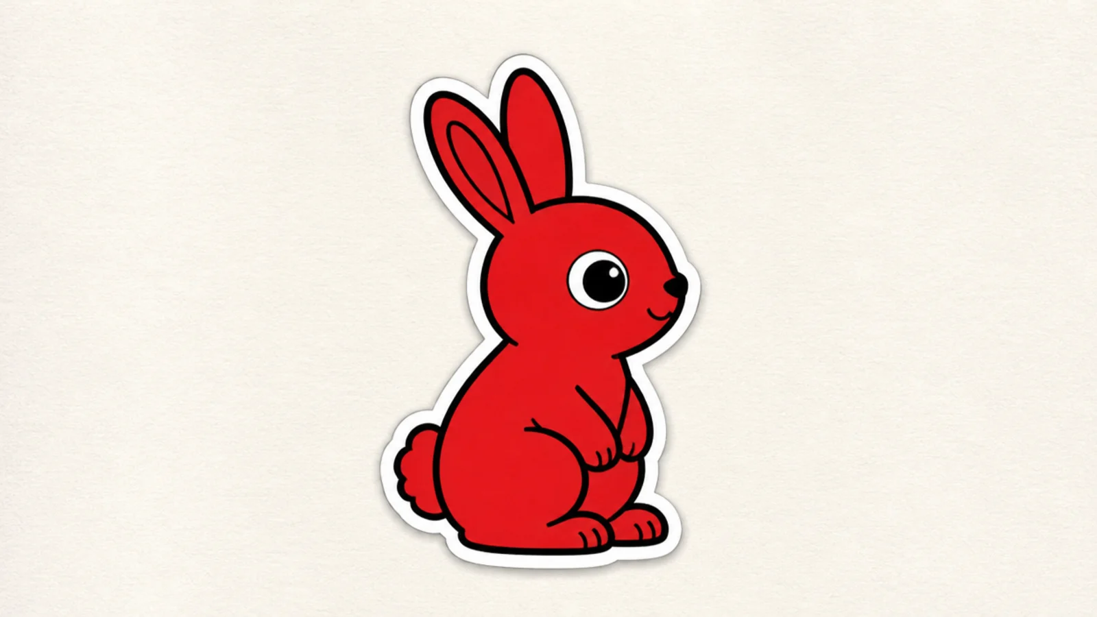 A cartoon bunny drawn as a bold sticker with a white border