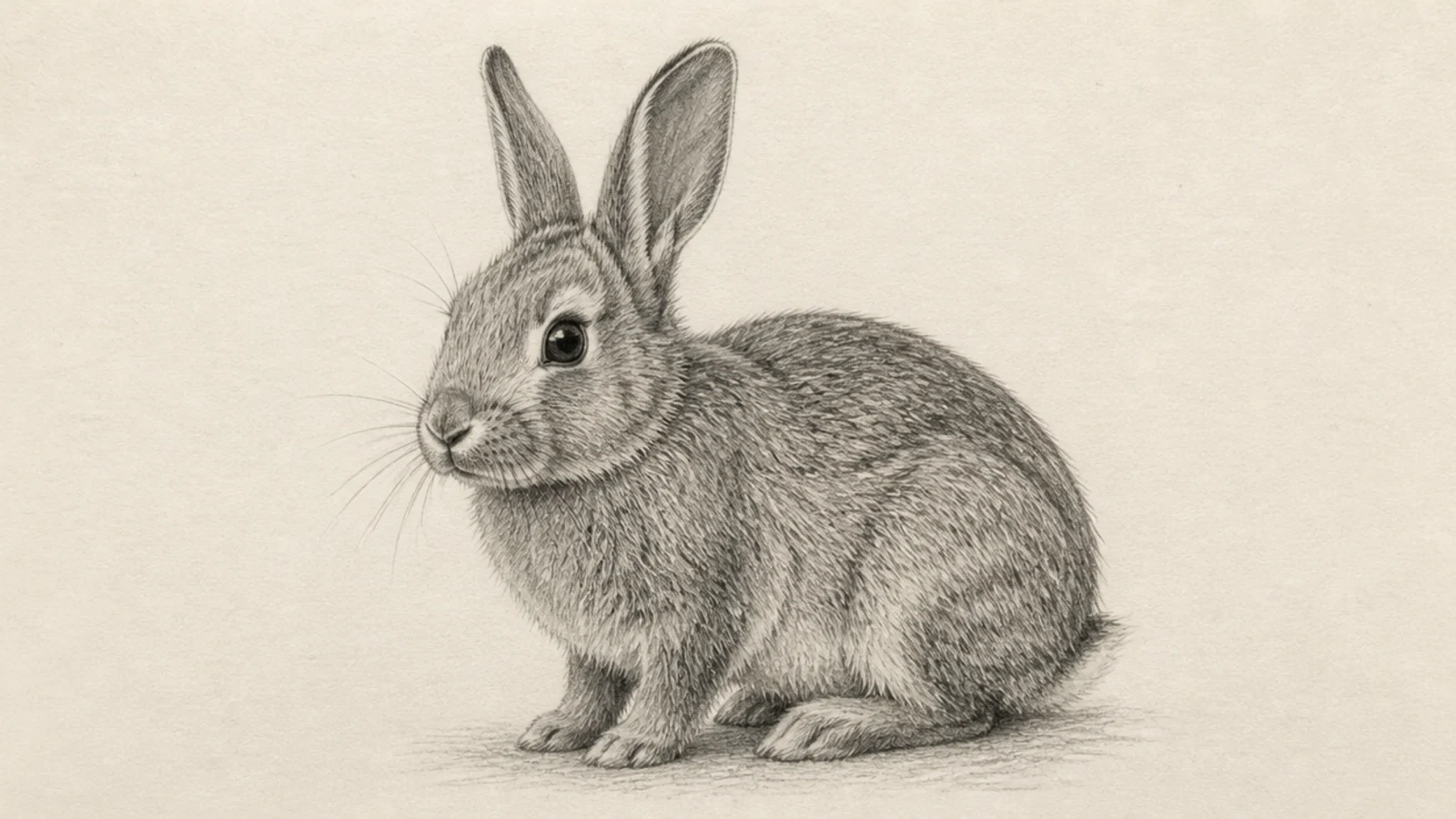 A highly detailed realistic rabbit built over many layers