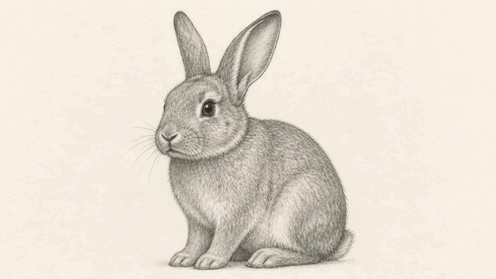 A rabbit blending cartoon shapes with some real fur and shading