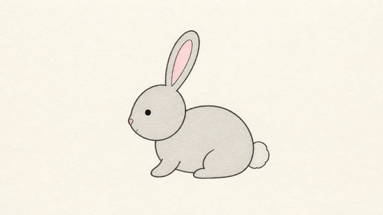 A simple rabbit drawn from the side showing its profile