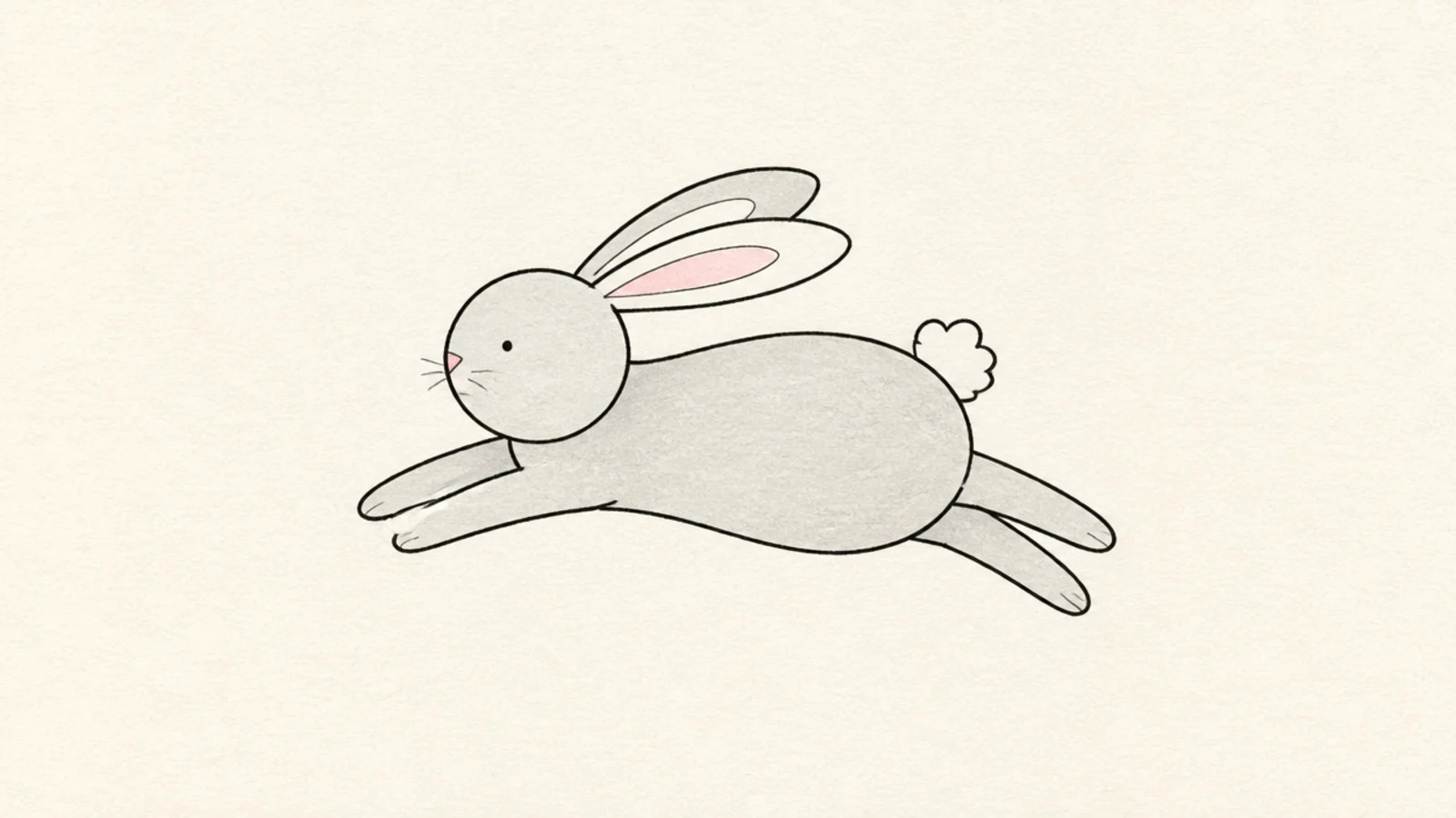 A simple rabbit mid-hop with legs stretched