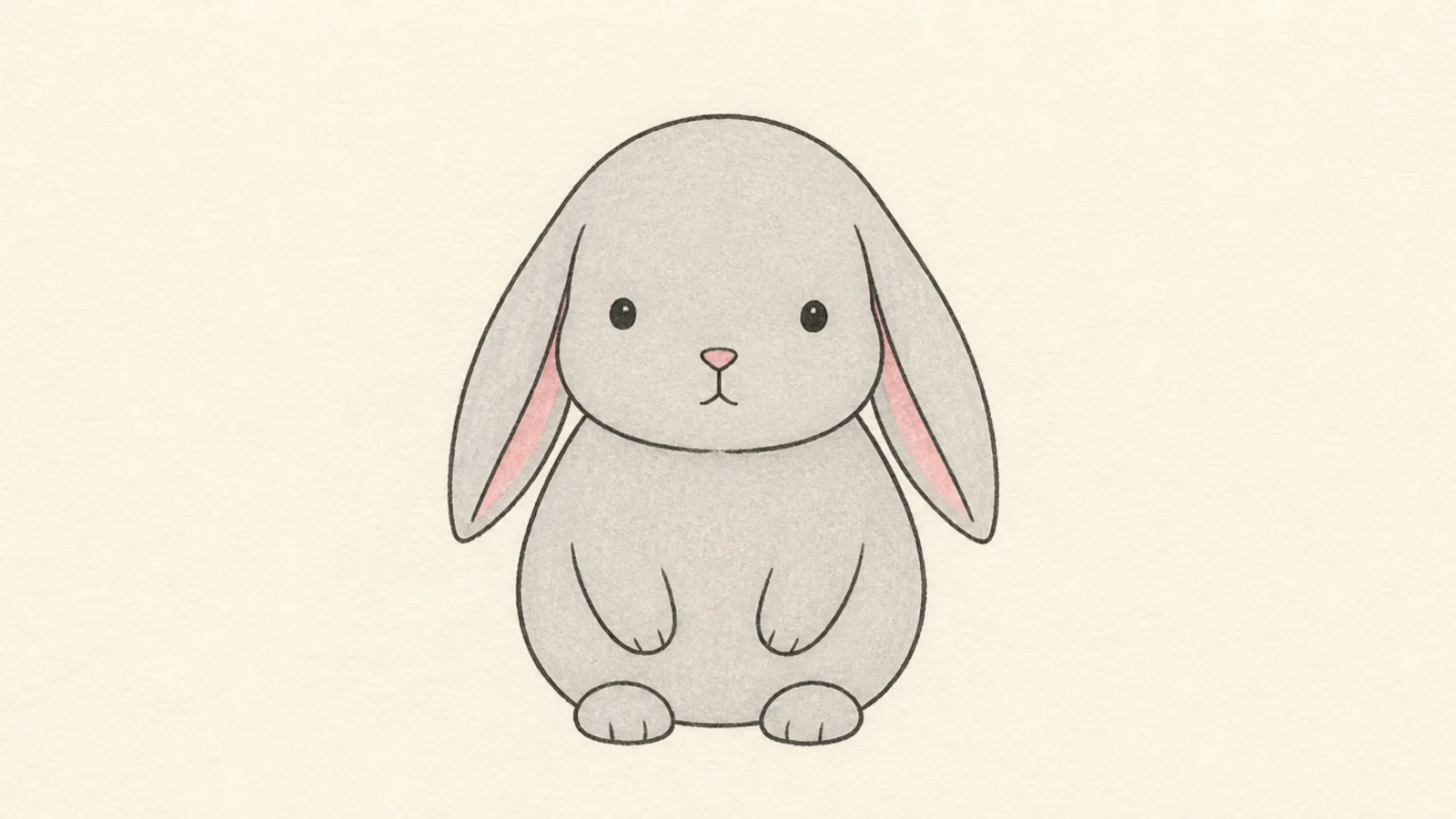 A simple lop rabbit with two ears hanging down