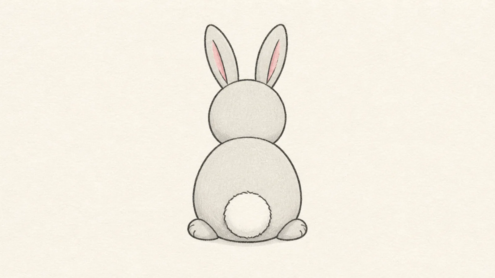 A simple rabbit seen from behind showing a round tail