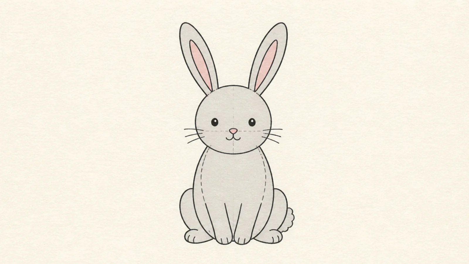 A simple rabbit with dotted guide shapes showing the construction