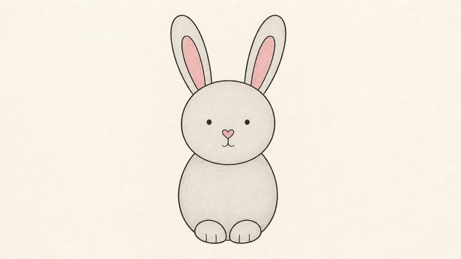 A simple rabbit face with a small heart-shaped nose