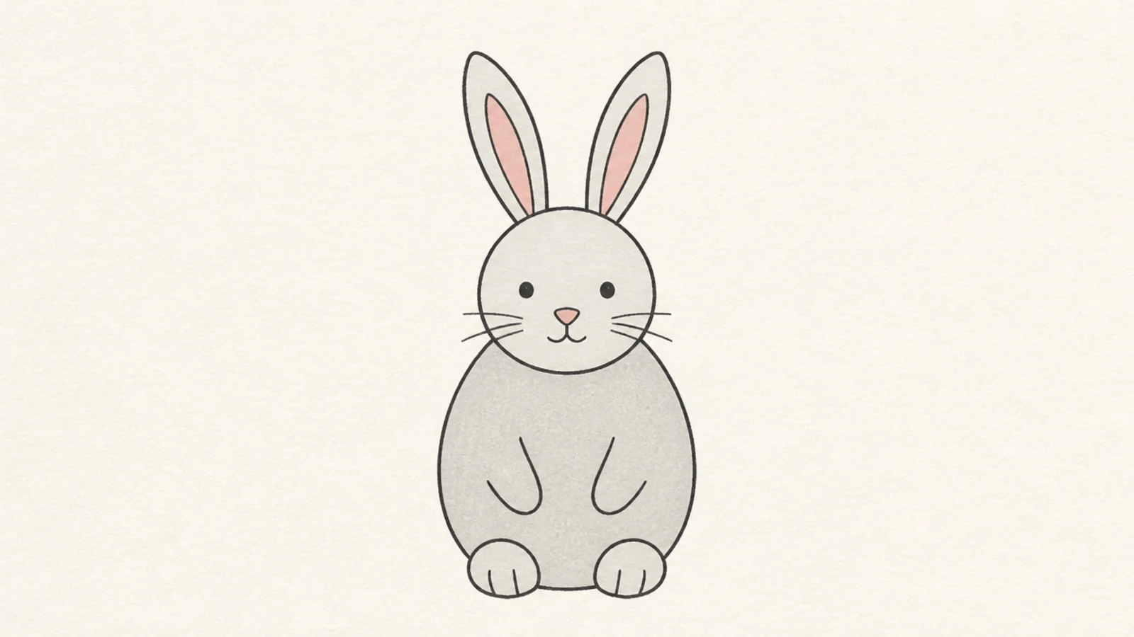 A simple rabbit drawn from one egg shape with ears