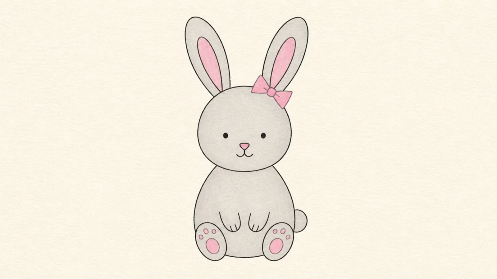 A simple rabbit wearing a small bow by its ear