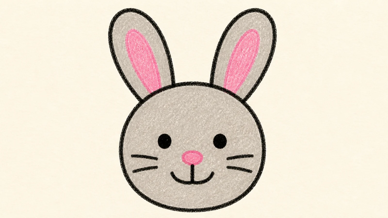 A very simple rabbit made from one big circle with two ears and a smile