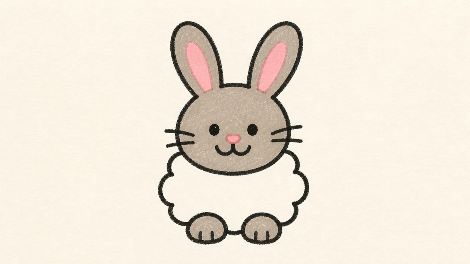 A simple rabbit with a bumpy fluffy cloud body