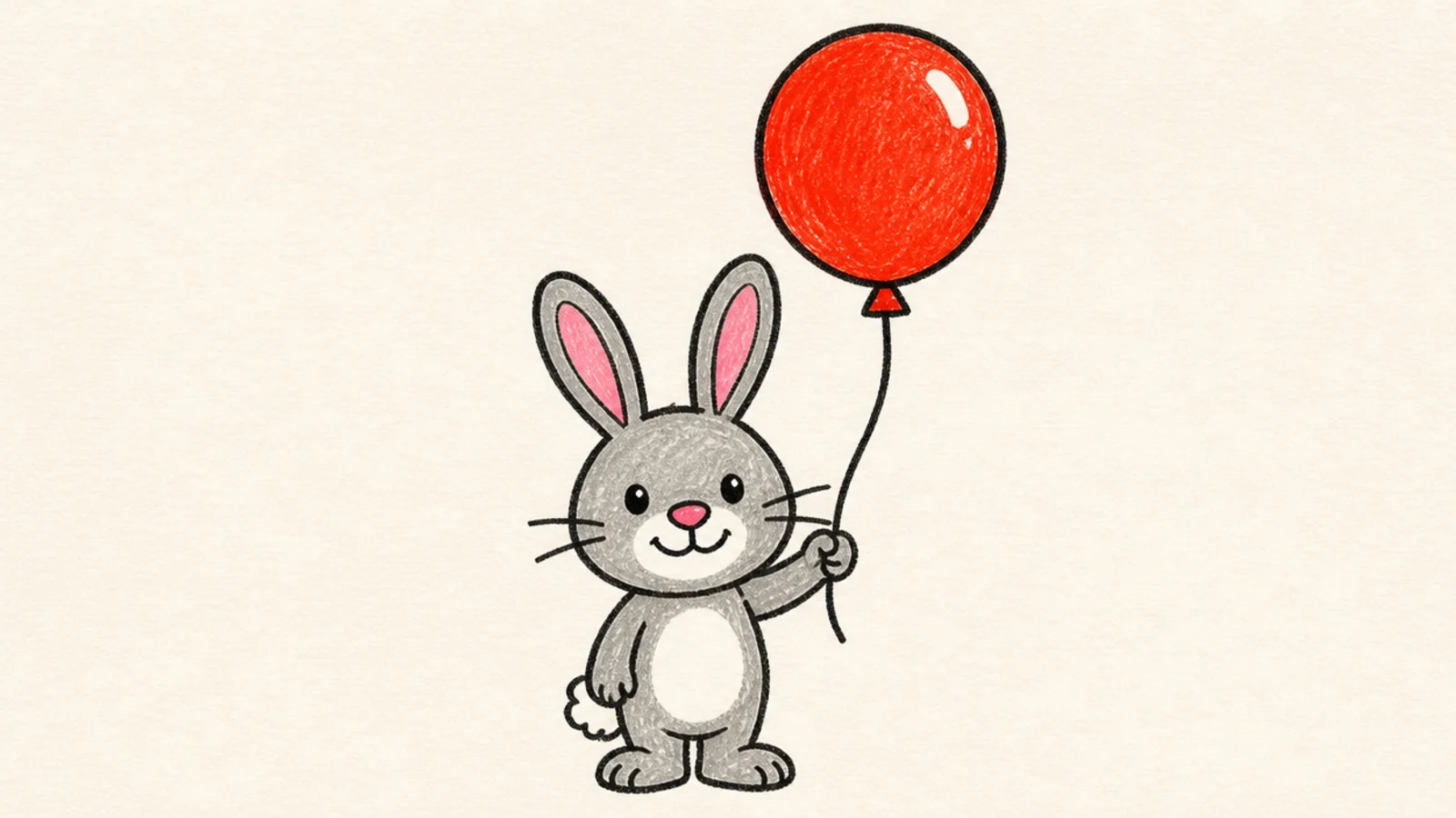 A simple rabbit holding a round balloon