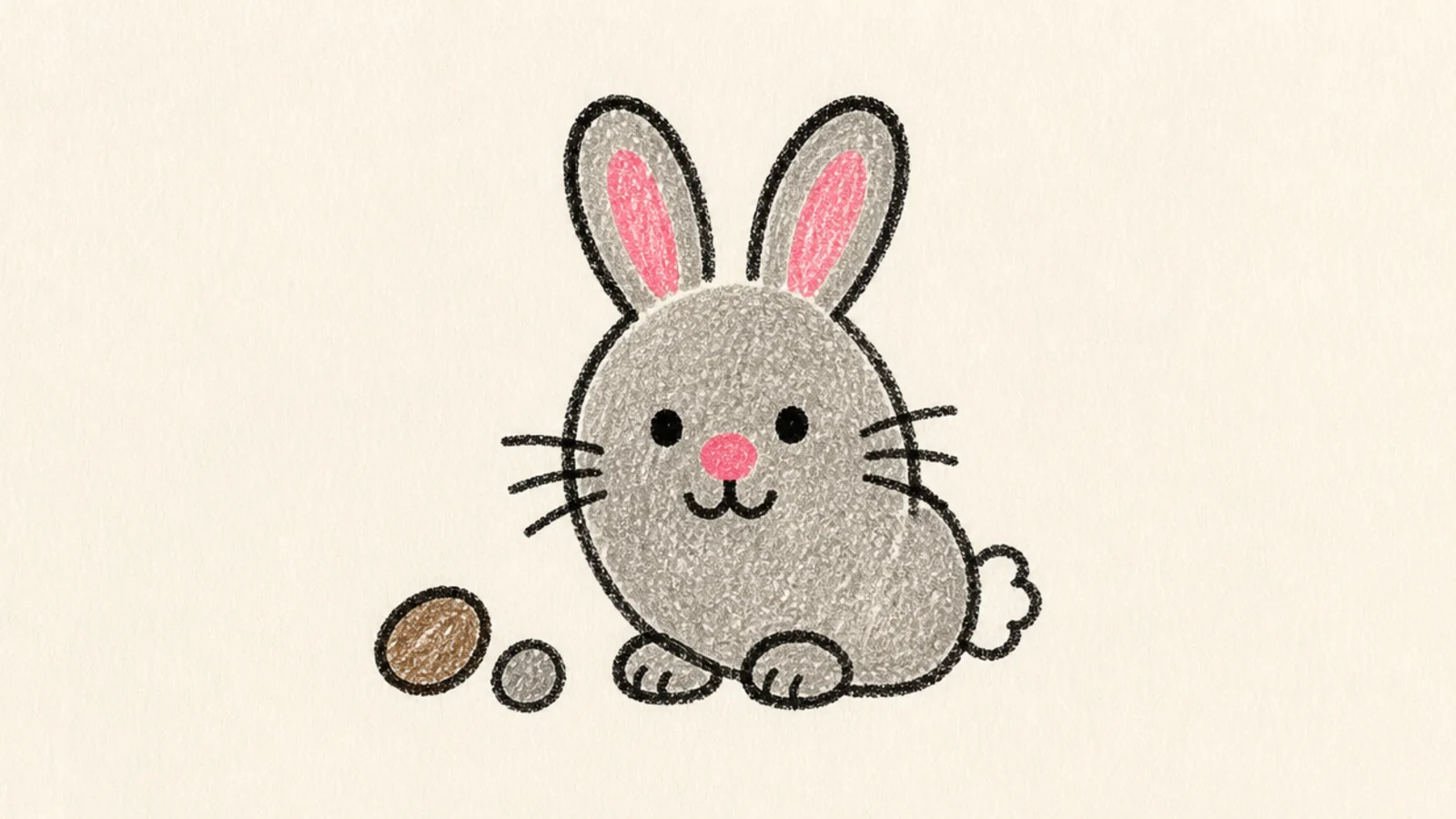 A simple rabbit made from an oval like a thumbprint with ears