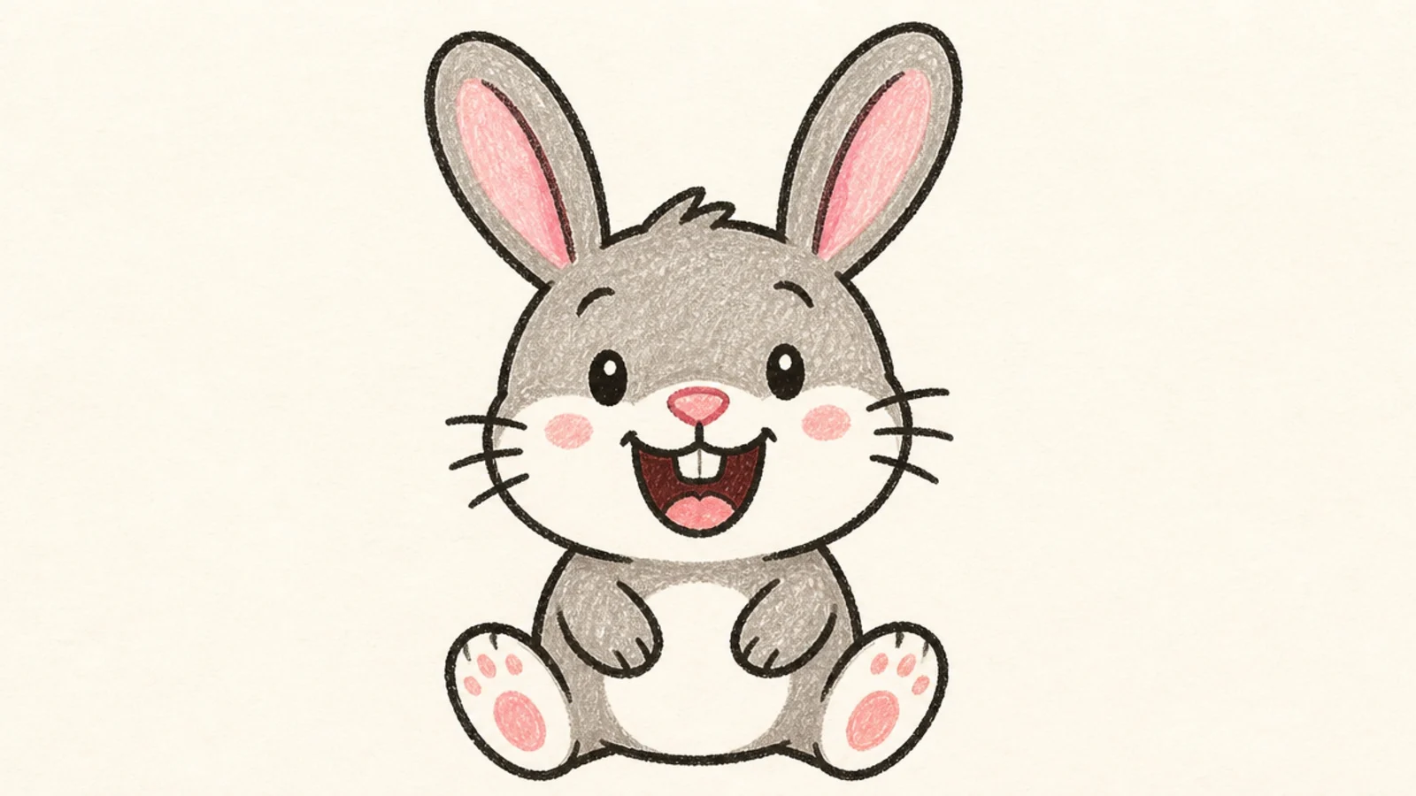 A simple rabbit with a big happy open smile