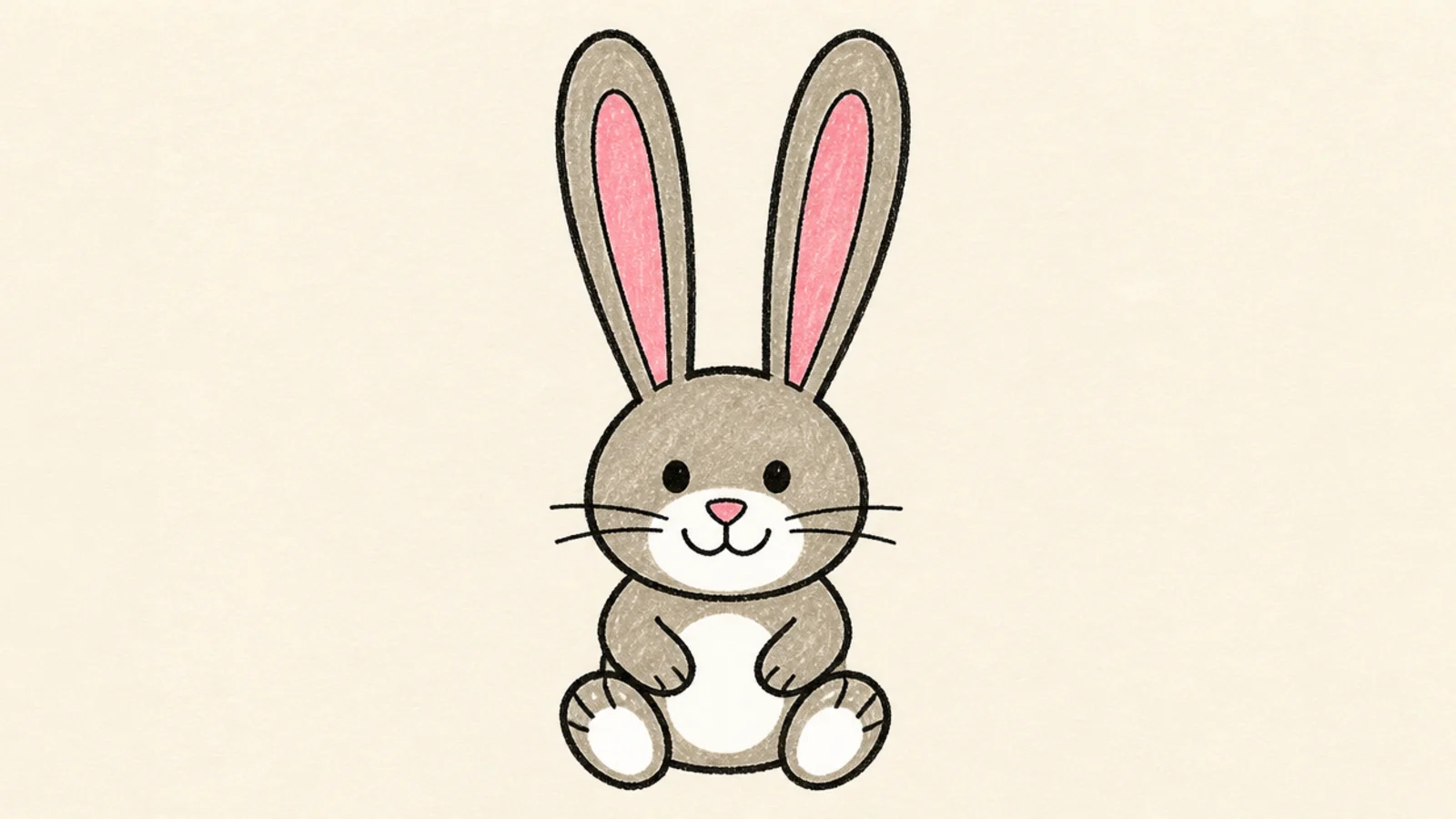 A simple rabbit with two very tall straight ears