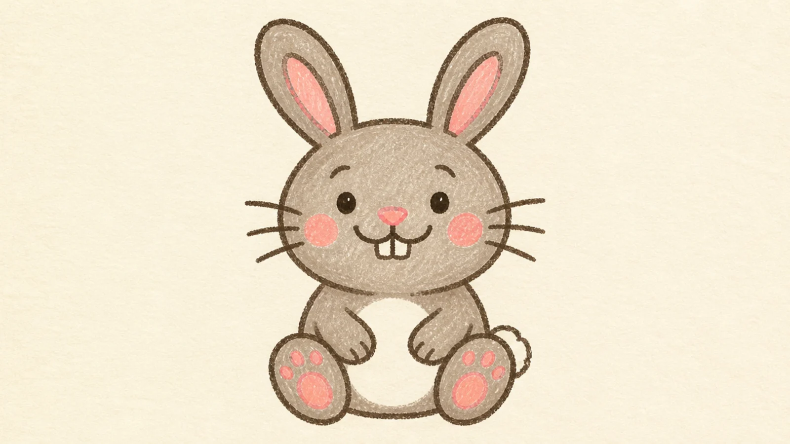 A simple rabbit with two little front teeth showing