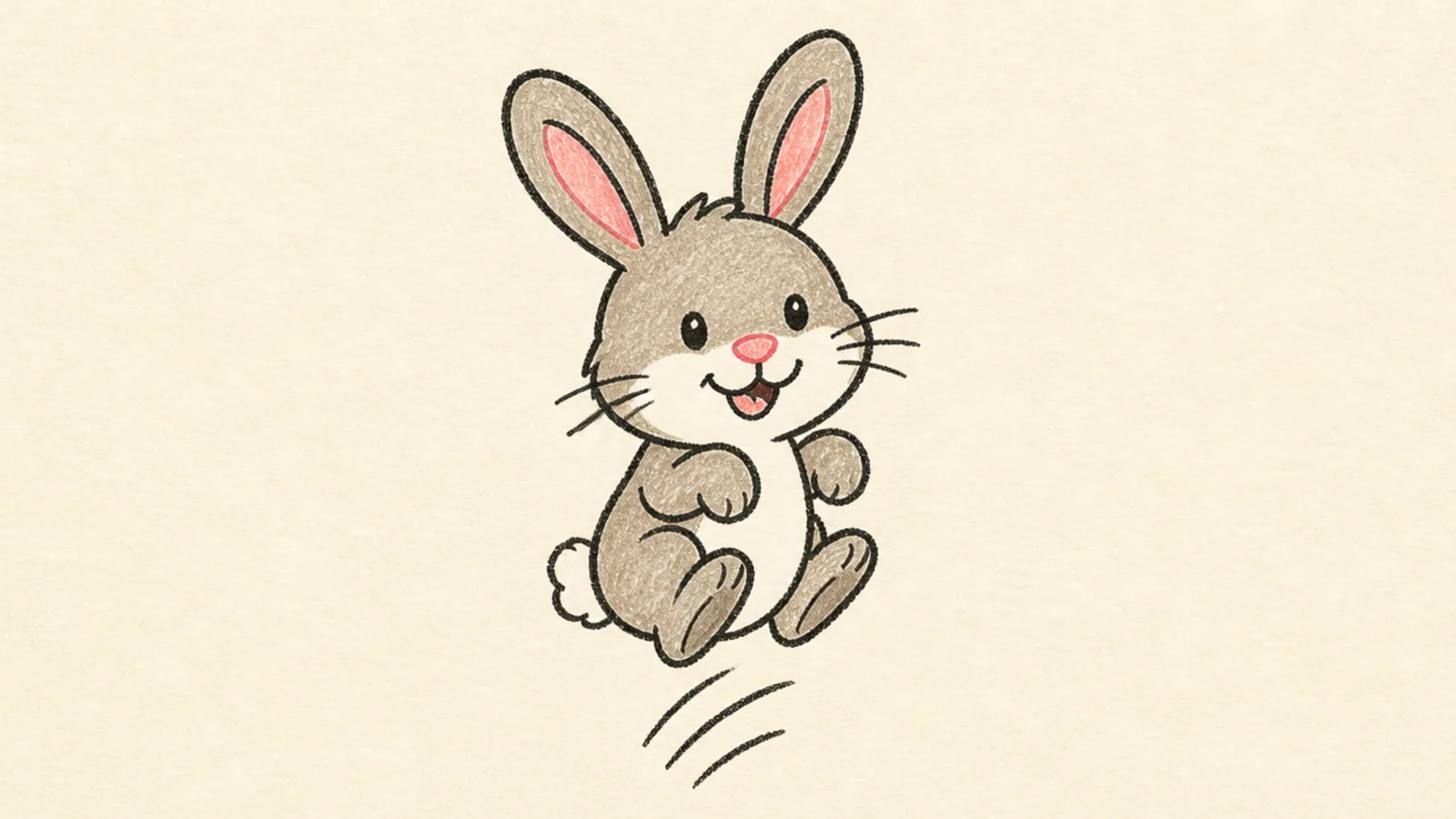 A simple rabbit hopping up with little motion lines