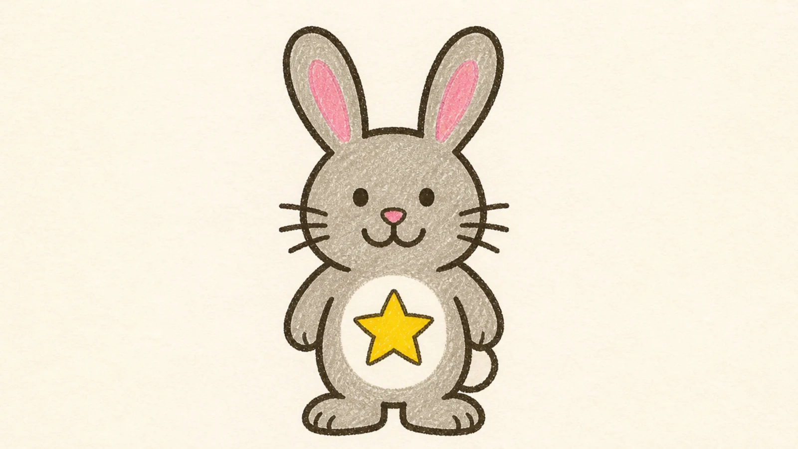 A simple rabbit with a star shape on its tummy