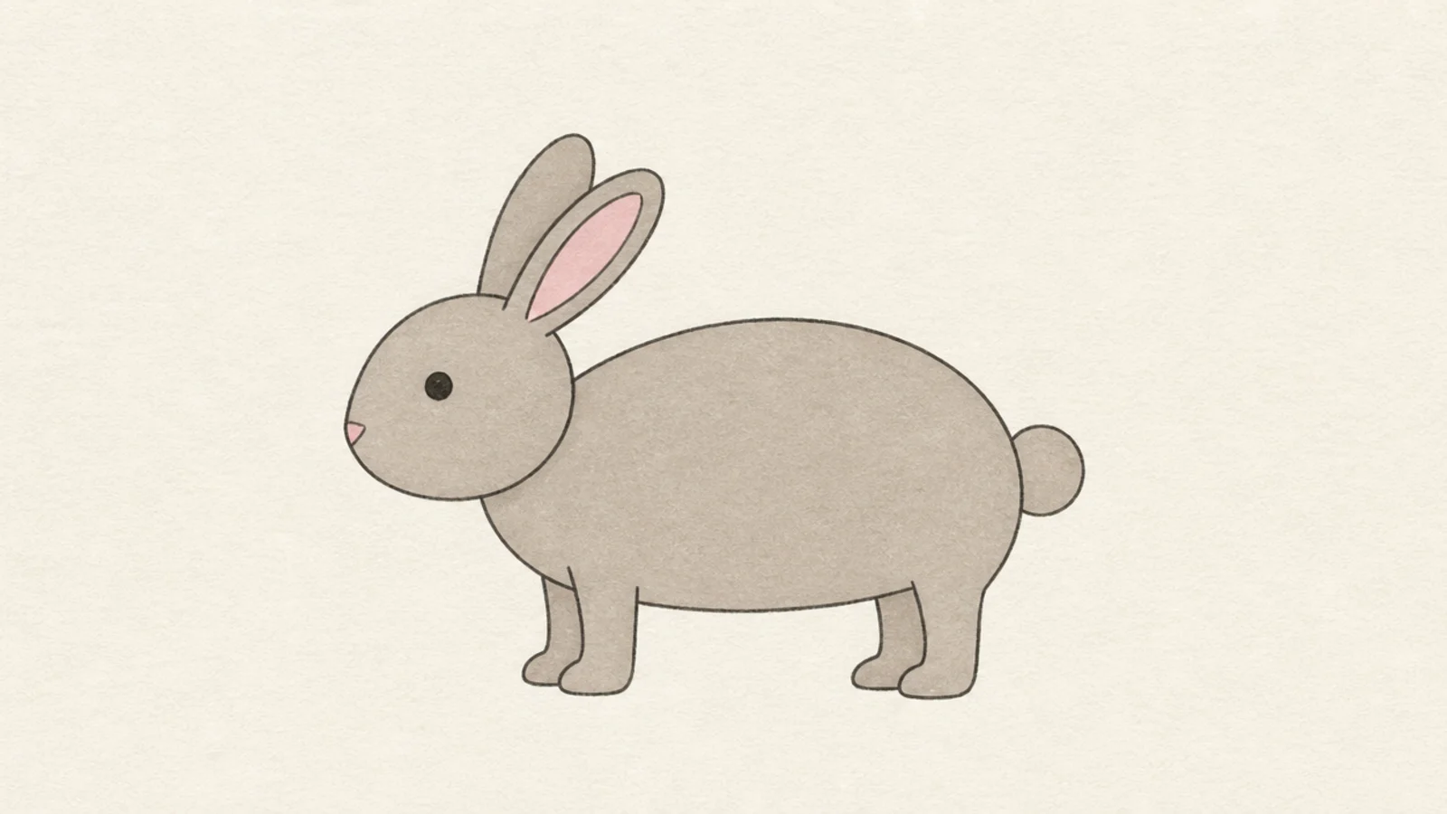 A simple rabbit standing on all fours in profile