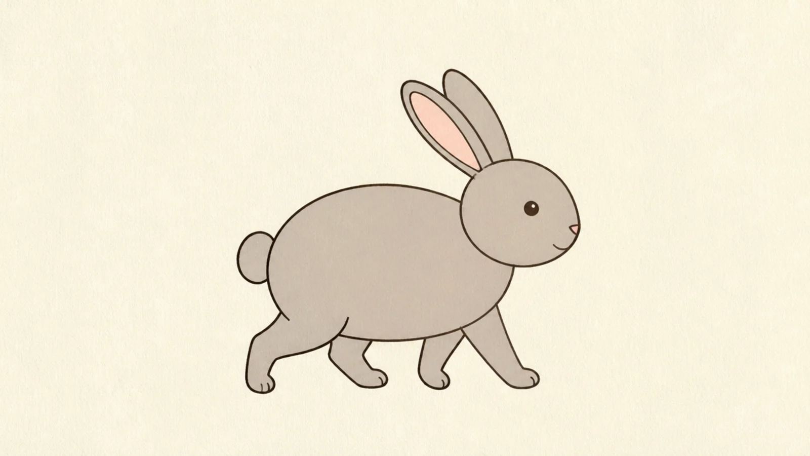 A simple rabbit walking in side profile