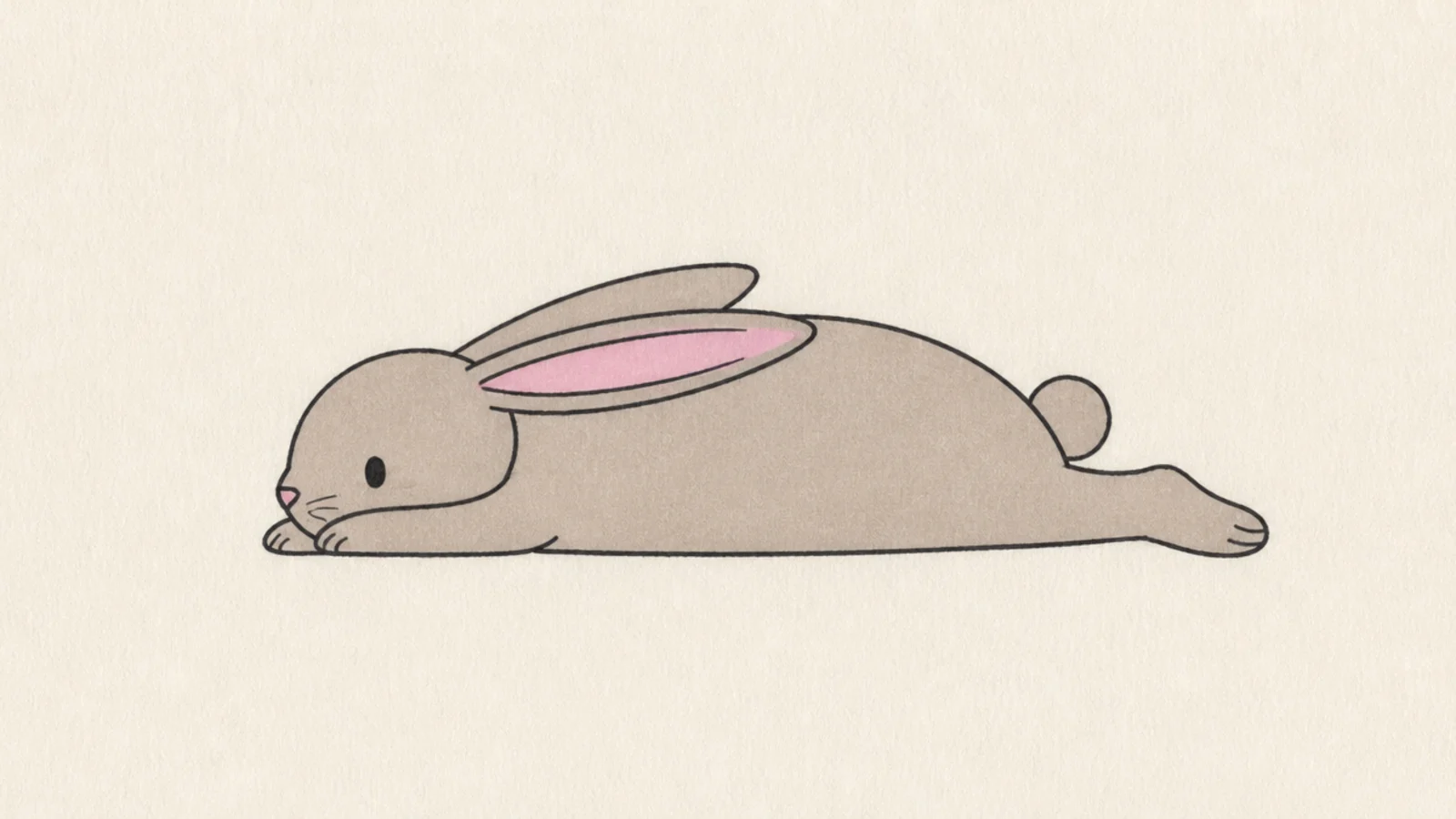 A simple rabbit stretched out long and relaxed