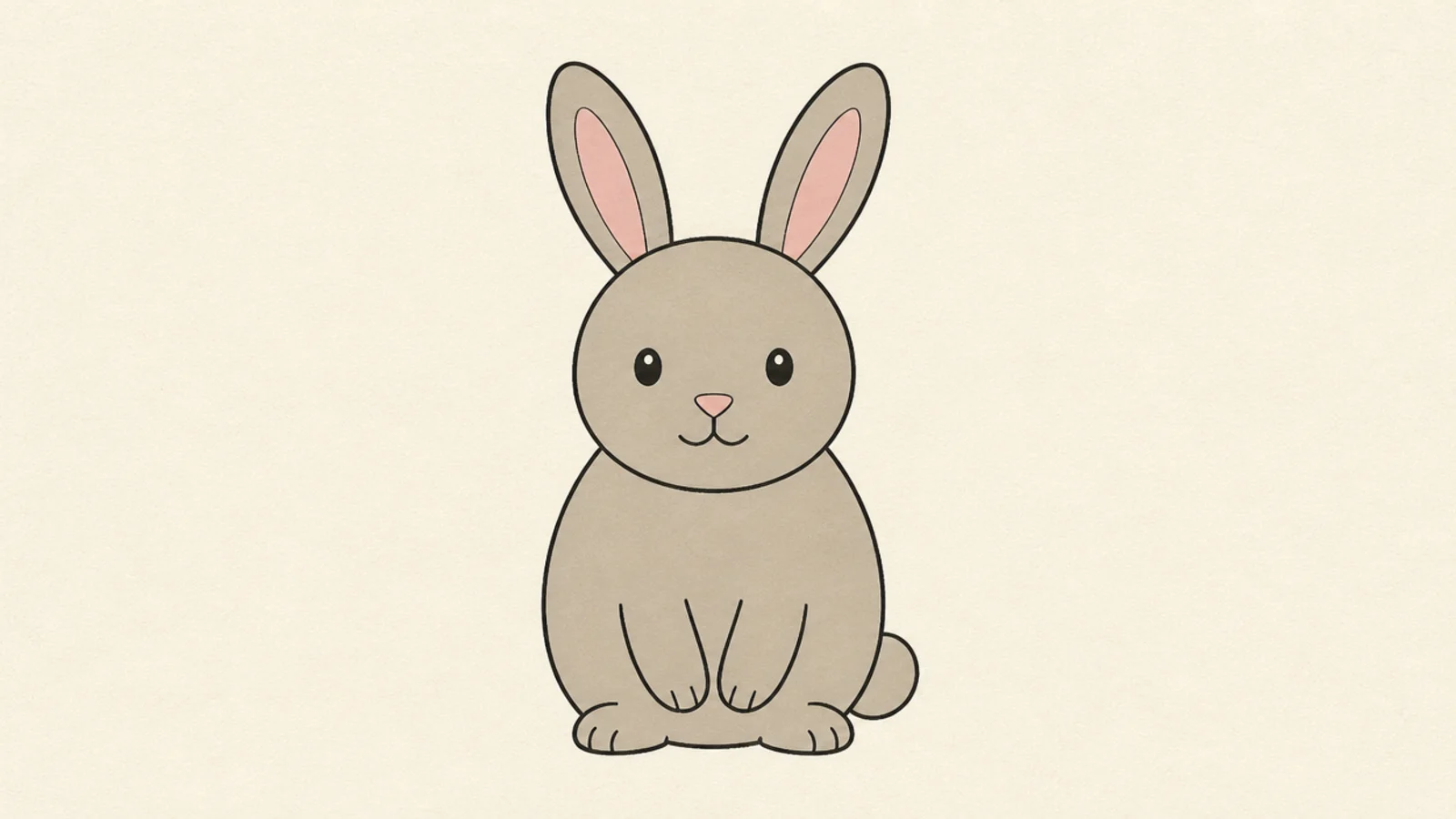 A simple rabbit facing forward with two symmetrical ears