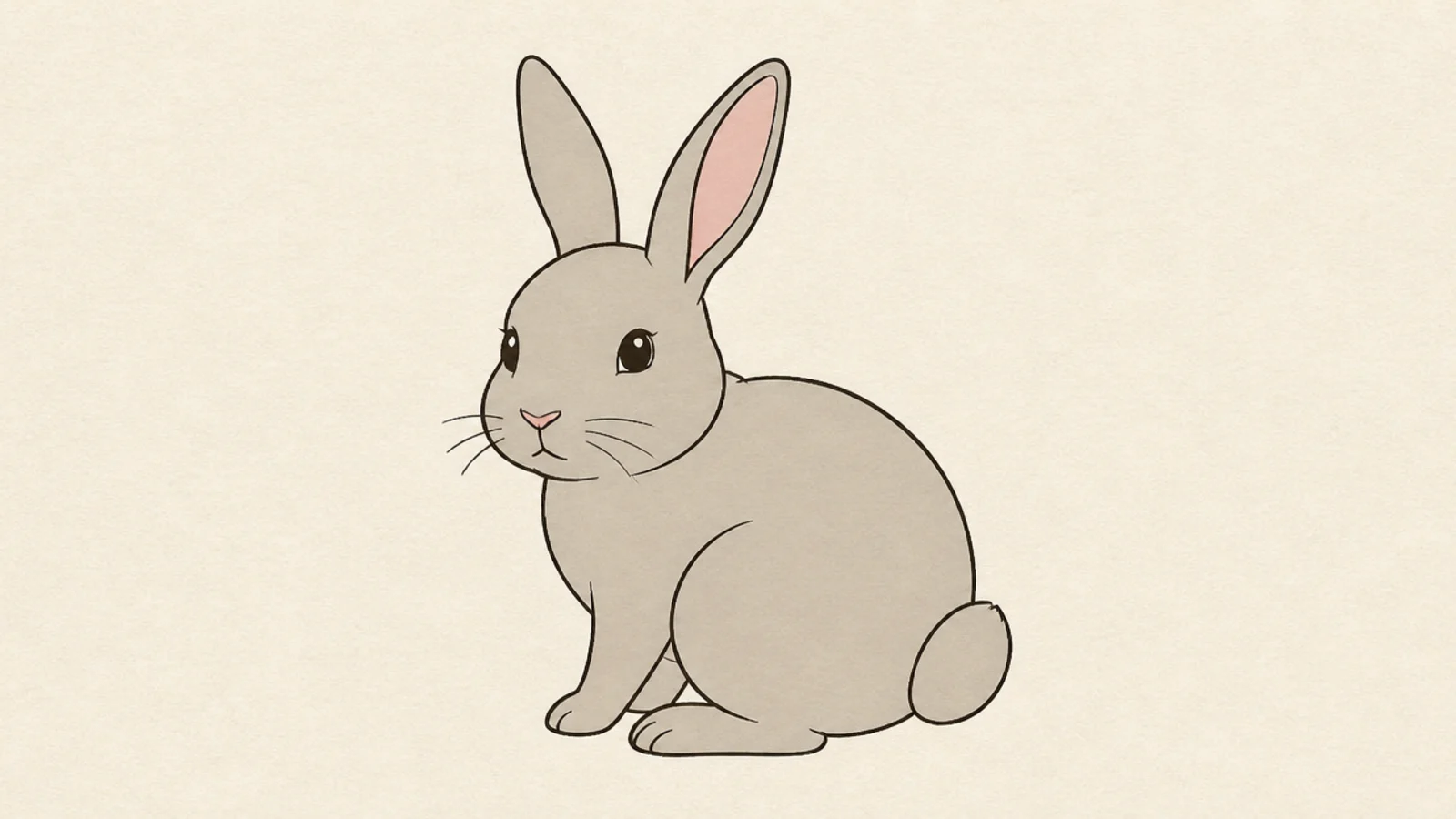 A simple rabbit turned at a three-quarter angle