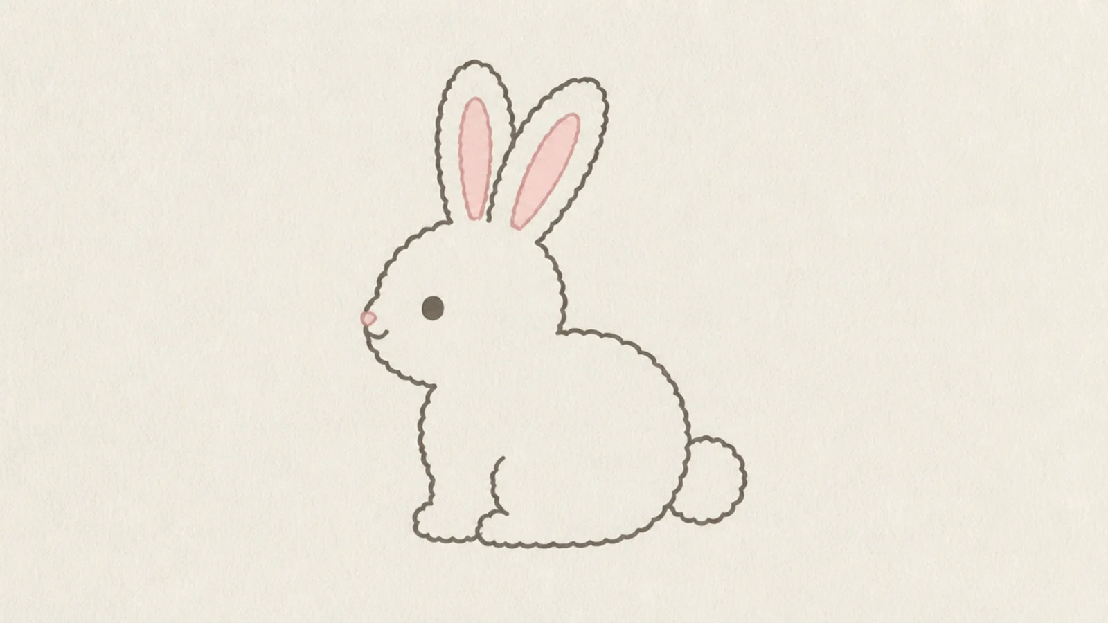 A simple rabbit with a soft bumpy fluffy outline