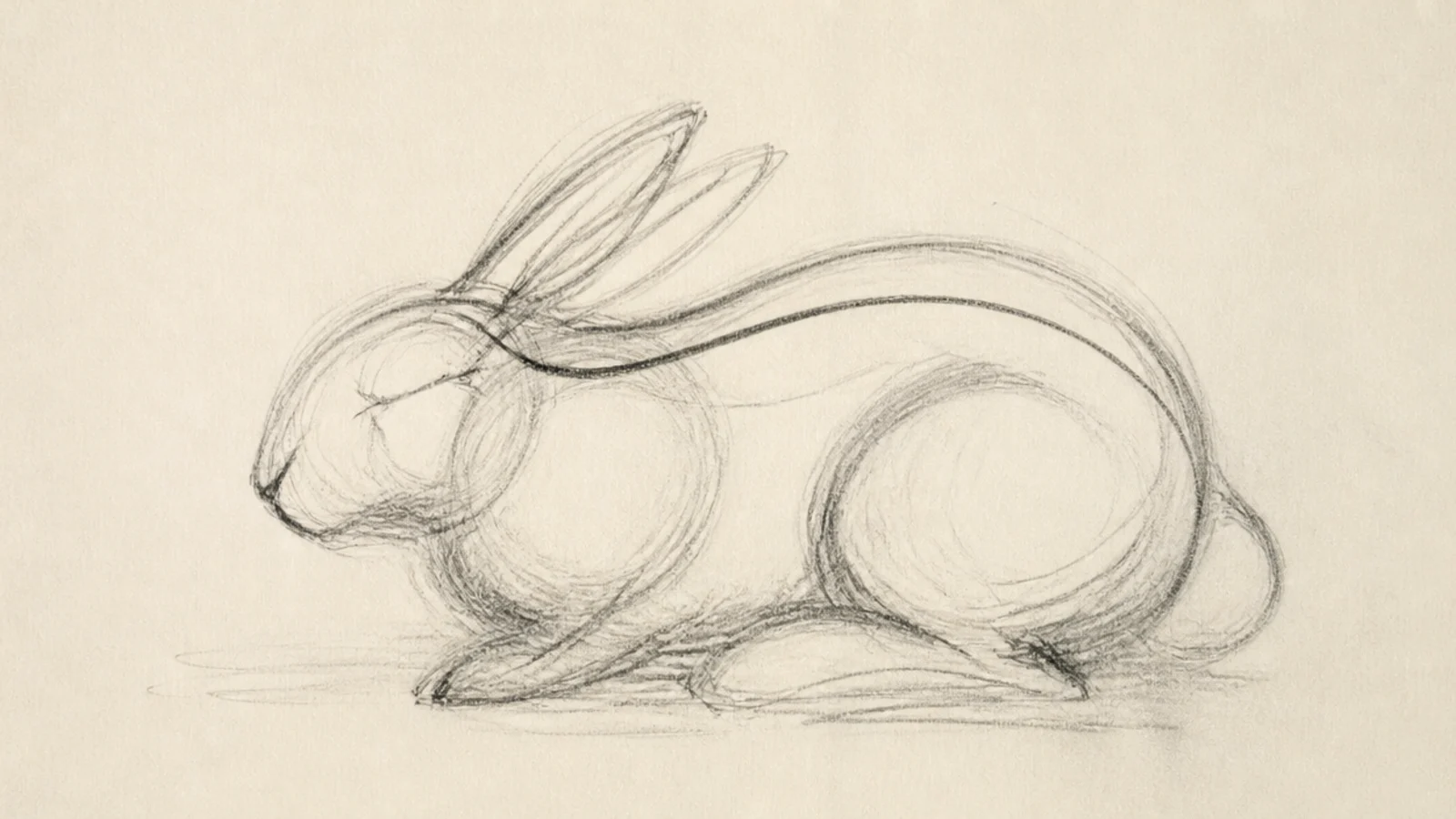 A rabbit captured in a single flowing gesture line