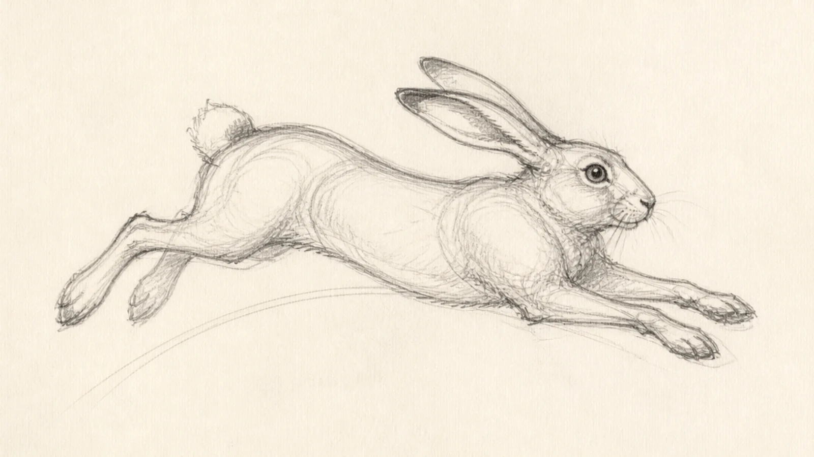 A loose gesture sketch of a rabbit mid-hop