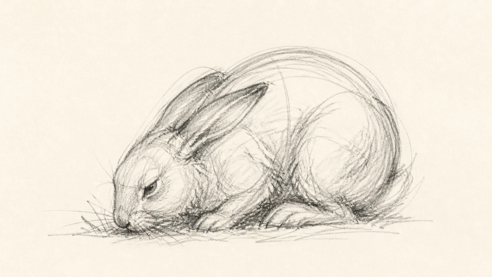 A loose gesture sketch of a rabbit grazing