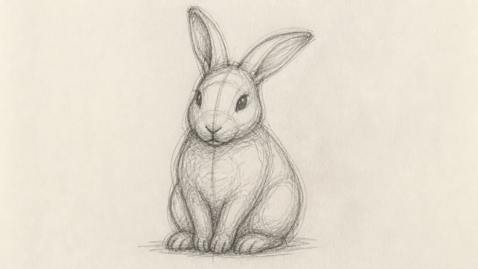 A loose study sketch of a sitting rabbit