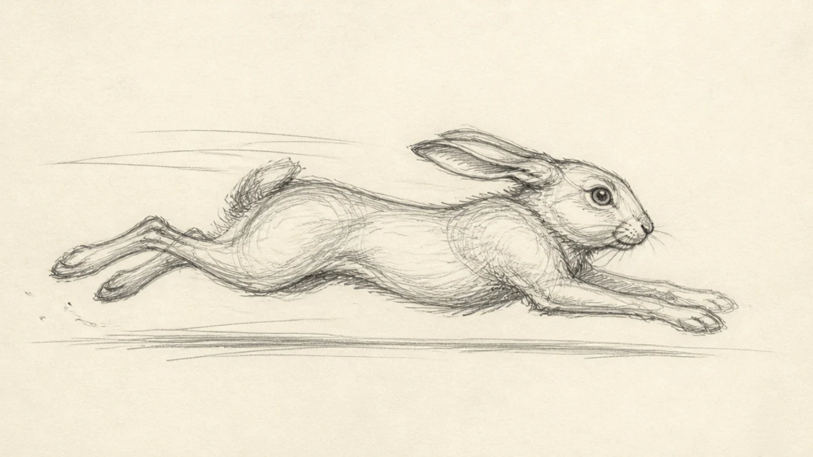 A loose gesture sketch of a rabbit running