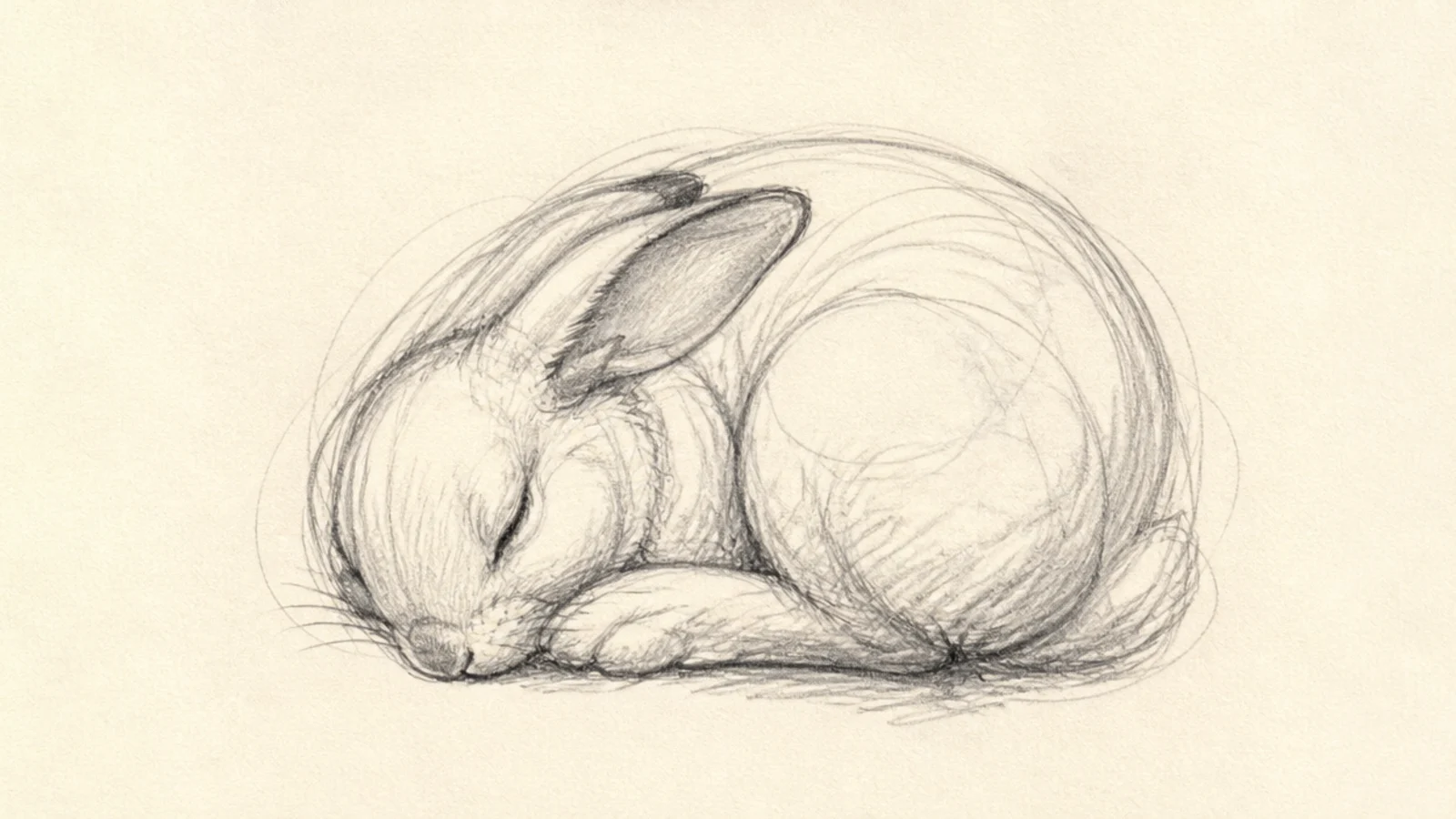 A soft loose sketch of a sleeping rabbit