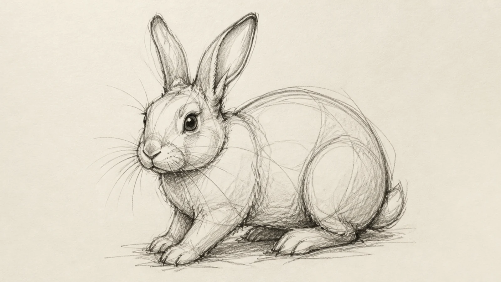 A rabbit sketch using varied line weight