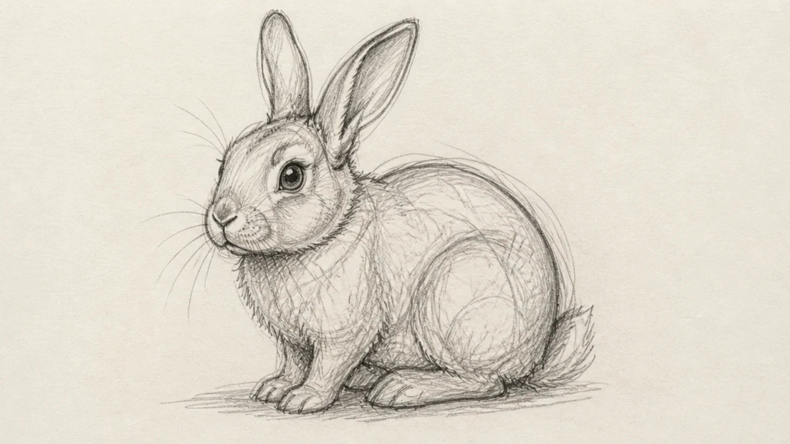 A rabbit sketch taken from loose to lightly refined