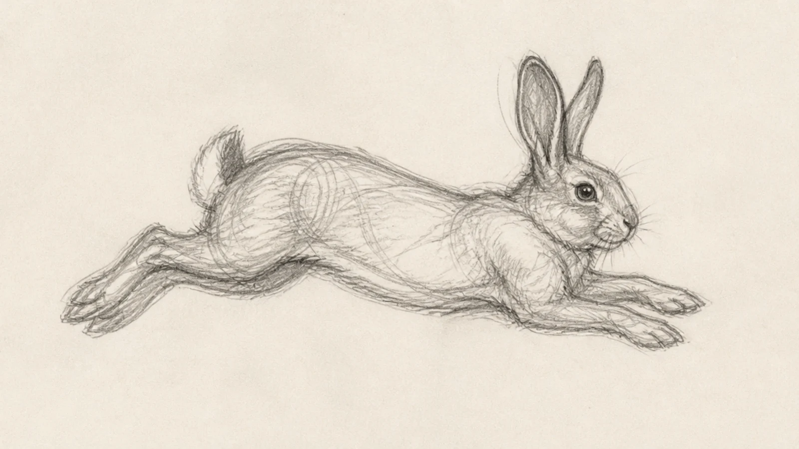 A quick rabbit sketch drawn from a live, moving animal