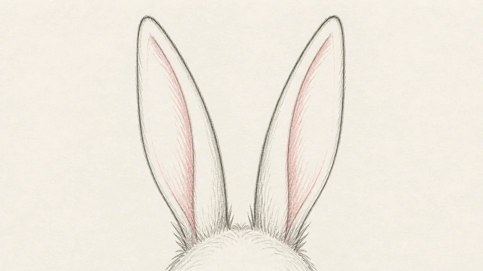 A pair of simple upright rabbit ears with pink inner shapes