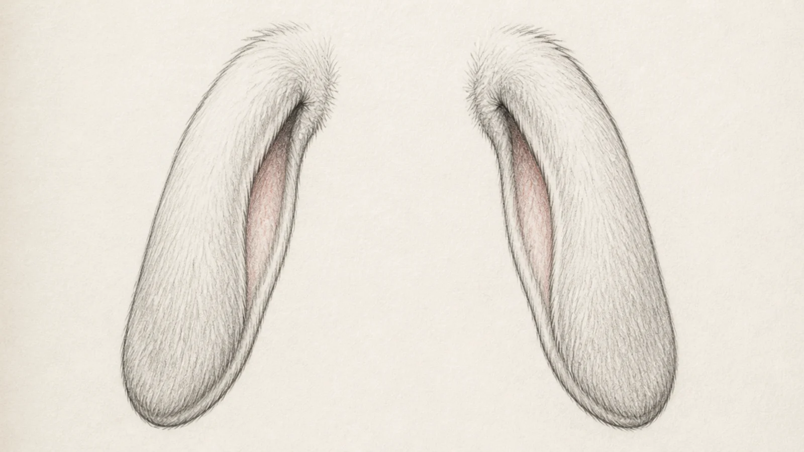 A pair of heavy lop ears hanging down beside the face