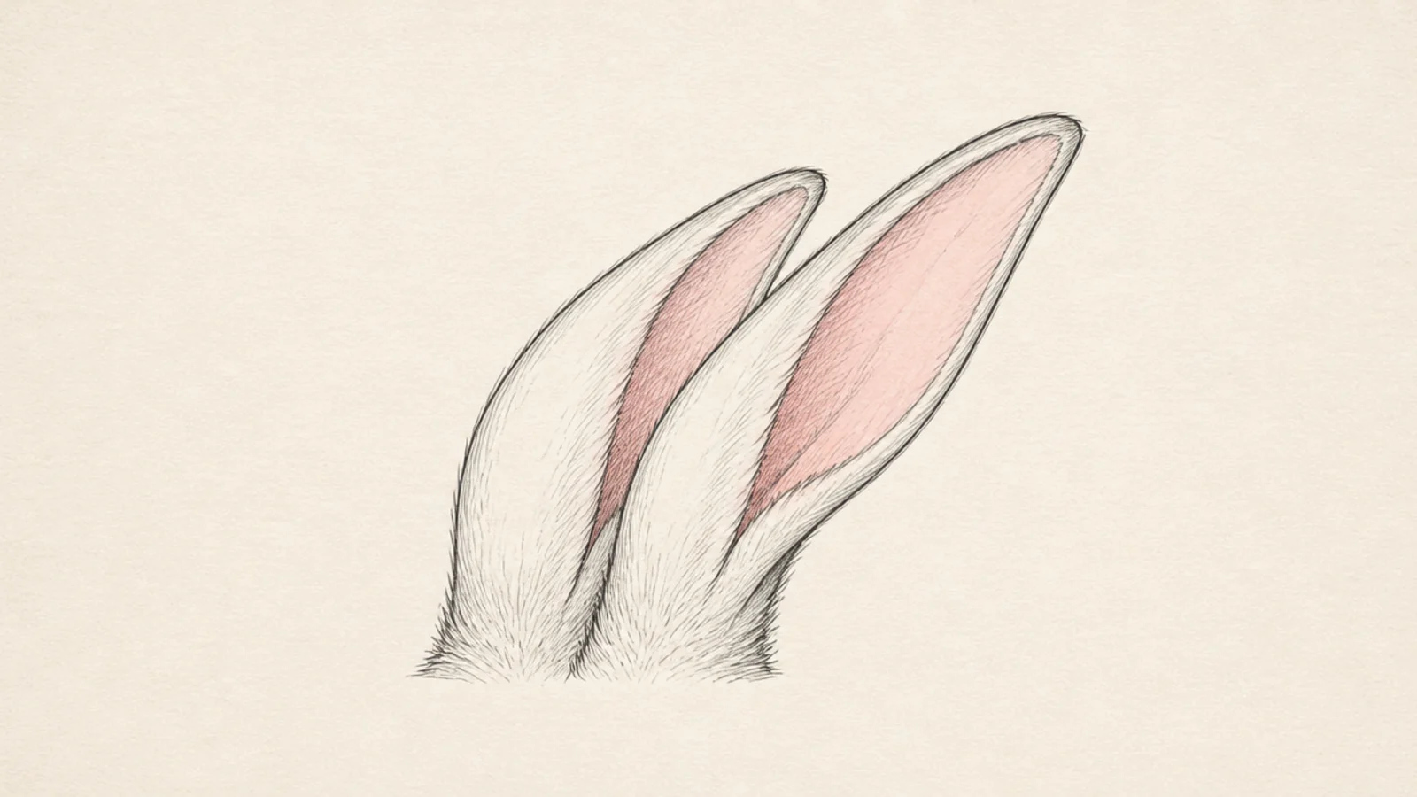 A rabbit with ears swiveled toward a sound to the side