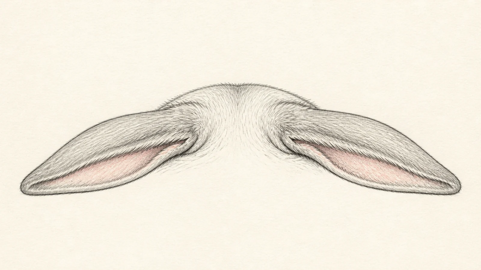 A pair of rabbit ears pinned flat back against the head