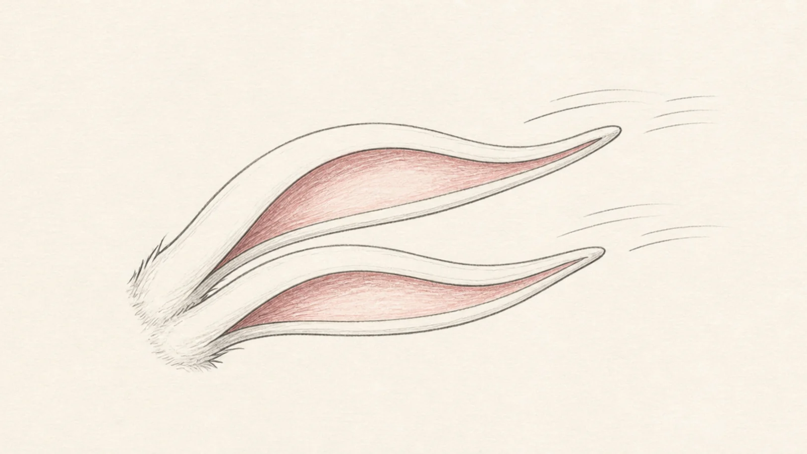 A pair of rabbit ears streaming to one side in the wind