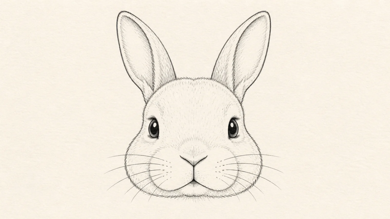 A simple front-facing rabbit face with nose, eyes, and ears