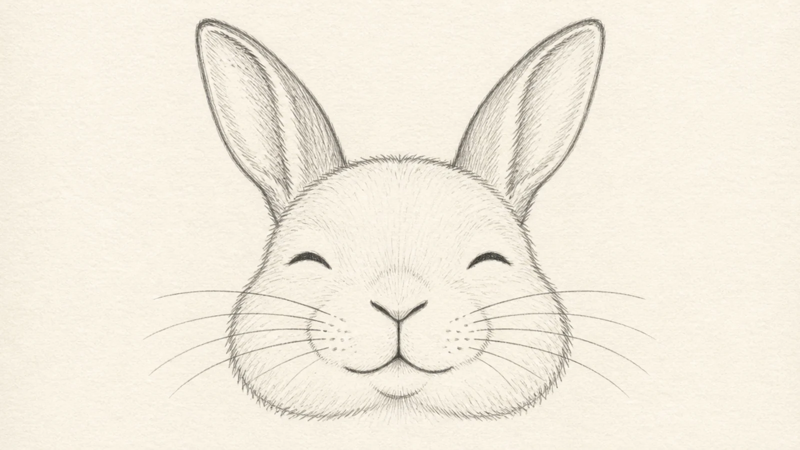 A rabbit face with gently closed happy eyes